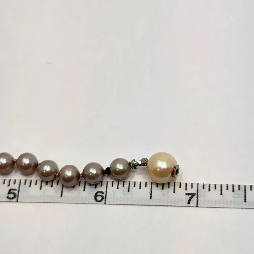 Beige Cream Faux Pearl Bead Bracelet Knotted Ornate Closure Vintage Classic